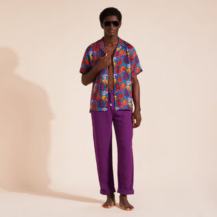 Pantalón de lino liso para hombre Grape detalles vista 1
