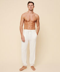 Hombre Autros Liso - Pantalón liso en tejido terry unisex, Blanco tiza vista frontal desgastada