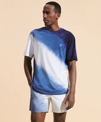 Men Organic Cotton T-shirt Tie & Dye Earthenware vista frontal desgastada