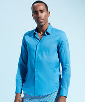 Unisex Cotton Voile Lightweight Shirt Solid Calanque front worn view