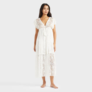 女士 Starfish 长款透明真丝连衣裙 Off white 正面穿戴视图