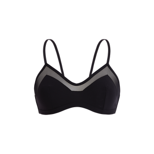 Top bikini donna modello a reggiseno tinta unita Nero vista frontale