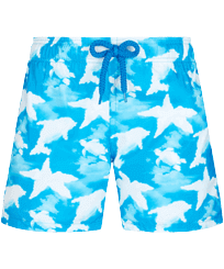 Boys Ultra-light and packable Swim Trunks Clouds Hawaii blue front view