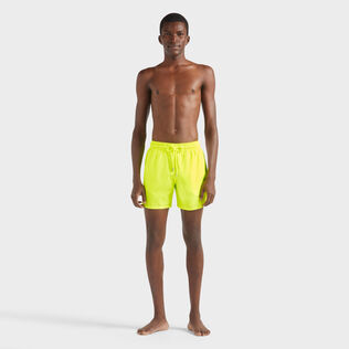 Men Ultra-Light and Packable Swim Trunks Solid Neon yellow front worn view