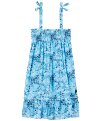 Niñas Autros Estampado - Girls Cotton Dress Flowers Tie & Dye, Azul marino vista frontal