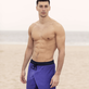 Bañador de lana para hombre Super 120' Purple blue vista frontal desgastada