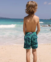 Boys Swim Shorts Poulpes Flocked Emerald front worn view