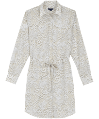 Robe chemise en coton organique femme dentelles Blanc vue de face