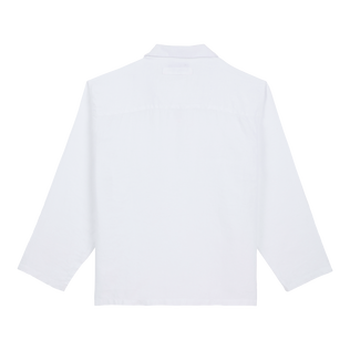 Men Linen Vareuse Shirt Solid White back view