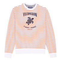 Men Cotton Striped Crewneck Sweatshirt Carrot front view