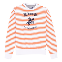 Gestreiftes Baumwoll-Sweatshirt mit Rundhalsausschnitt für Herren Karotte Vorderansicht