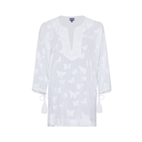 Camisa de viscosa con estampado Disco Butterflies para mujer Blanco vista frontal