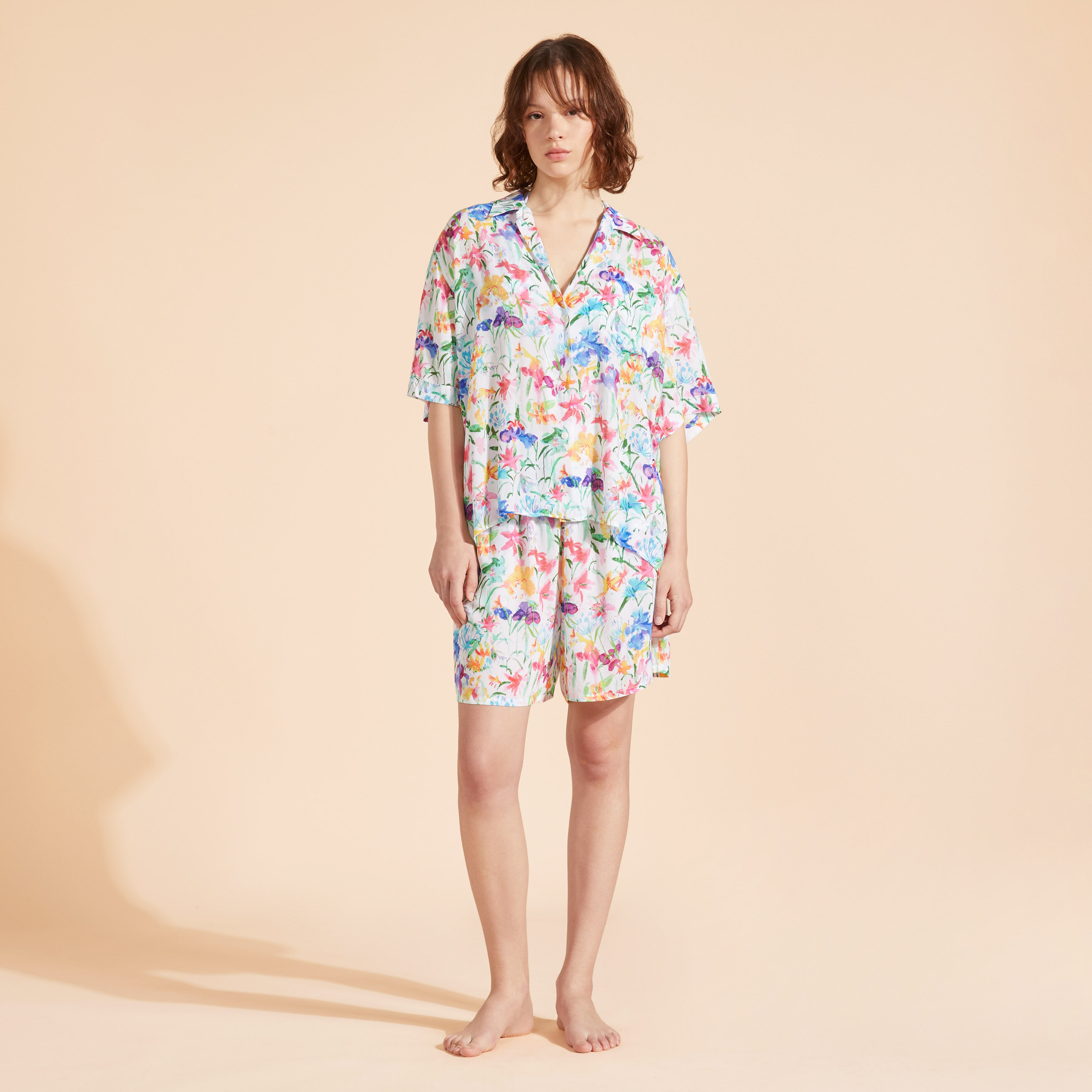 Camicia bowling donna in viscosa Happy Flowers Sito Vilebrequin CRYAX458