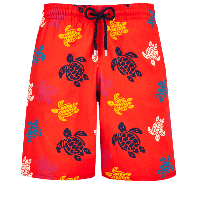 Men Long Swim Shorts Ronde Des Tortues Multicolores - Okorise - Red - Size L - Vilebrequin