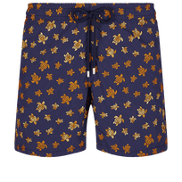 Men Embroidered Swim Trunks Micro Ronde Des Tortues - Limited Edition Navy front view