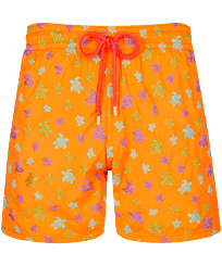Men Swim Trunks Embroidered Micro Ronde Des Tortues Rainbow - Limited Edition Carrot front view