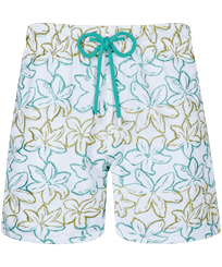 Men Swim Trunks Embroidered Raiatea - Limited Edition White front view