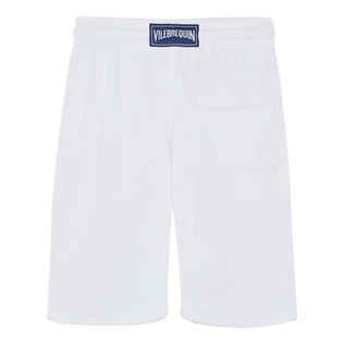 Bermudas de felpa de color liso unisex Blanco vista trasera