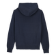Men Cotton Hoodie Sweatshirt Solid Navy back view