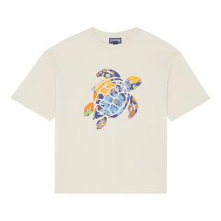 T-shirt large en coton garçon Tortue imprimée Tropical Off-white vue de dos