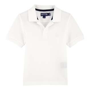 男童纯色变色棉质珠地 Polo 衫 White 正面图