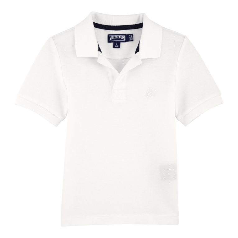 Solid Polohemd Aus Baumwollpikee Mit Changierendem Effekt Für Jungen - Pantin - Weiss - Größe 2 - Vilebrequin