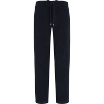 Pantalones de chándal de pana de líneas grandes de color liso para hombre Azul marino vista frontal
