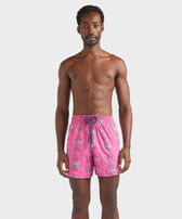 Men Swim Trunks Embroidered Seaweed - Limited Edition Bougainvillea front worn view