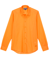 Camisa ligera unisex en gasa de algodón de color liso Zanahoria vista frontal