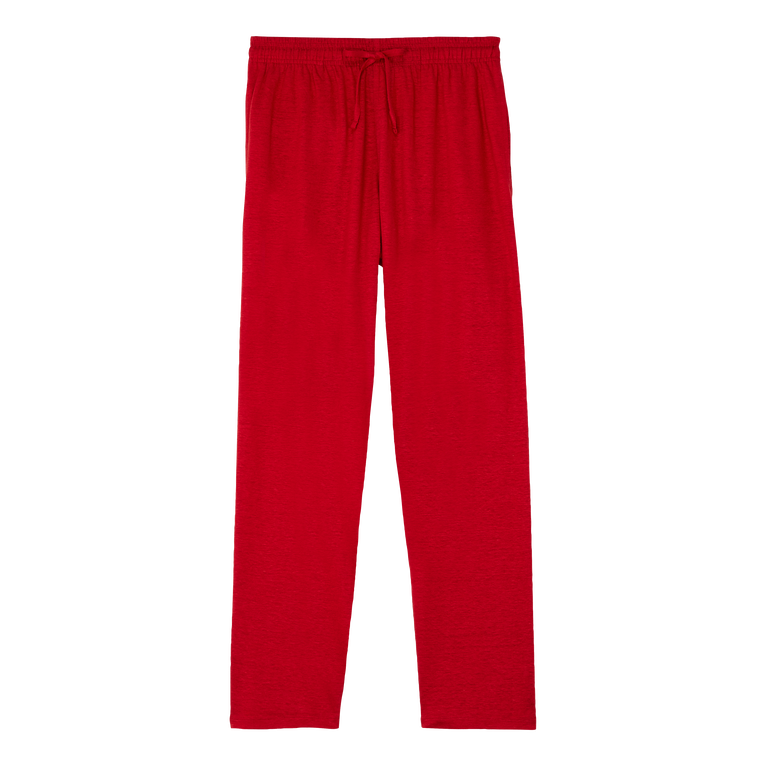 Pantalón Unisex De Lino De Color Liso - Pantalones - Polide - Rojo