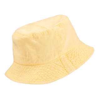 Gorro de pescador unisex de lino de color liso Genet vista trasera