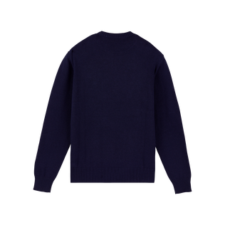 Men Crewneck Cotton Cashmere Sweater Turtle Ink back view