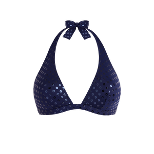 女士 Relief Sparkling 挂脖式比基尼上衣 Navy 正面图