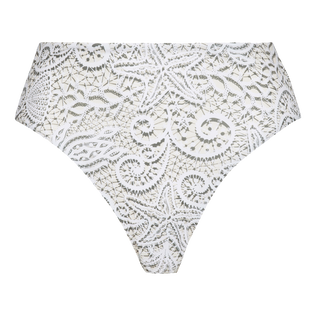 Dentelles Bikinihöschen mit hohem Bund für Damen Weiss Vorderansicht