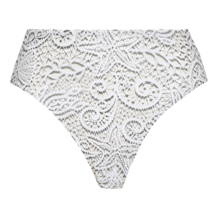 Women High-Waisted Bikini Bottom Dentelles White front view