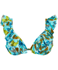 Women Halter Bikini Top Butterflies Lagoon front view