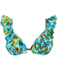 Top de bikini anudado alrededor del cuello con estampado Butterflies para mujer Laguna vista frontal