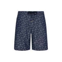 Men Light Denim Bermuda Shorts Ronde des tortues Dark denim w1 front view