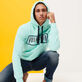 Solid Kapuzenpullover aus Baumwolle für Herren Lagune Details Ansicht 2