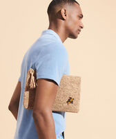 Bolsa de playa unisex de rafia Hemp vista frontal de hombre desgastada