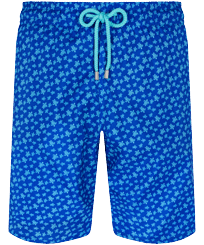 Maillot de bain homme long ultra léger et pliable Micro Ronde Des Tortues Bleu de mer vue de face
