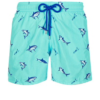 Men Swim Trunks Embroidered 2009 Les Requins - Limited Edition Lazuli blue front view