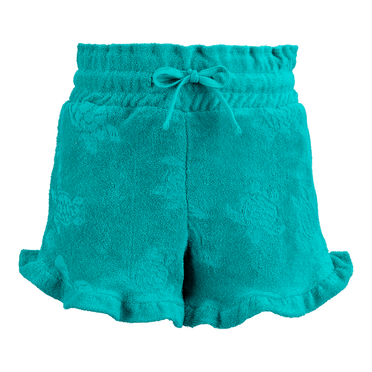 Pantalones Cortos De Felpa Con Estampado Rondes Des Tortues Para Niña - Short - Ginetty - Verde