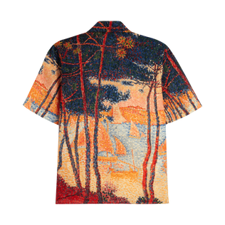 Camisa de bolos en lino con estampado Voile et Pins para hombre Maiz vista trasera