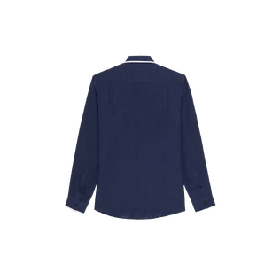 VBQ Line Leinenhemd für Herren Marineblau Rückansicht