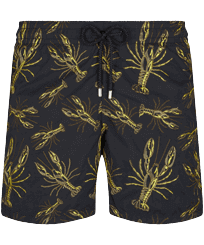 Men Embroidered Swim Shorts Lobsters - Limited Edition Black front view