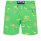 Men Classic Embroidered - Men Swim Trunks Embroidered 2012 Flamants Rose - Limited Edition, Grass green back view
