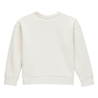 Felpa girocollo bambina con ricamo Hibiscus Off white vista posteriore