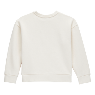 Sweatshirt col rond fille hibiscus brodé Off-white vue de dos