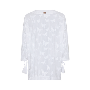 Camisa de viscosa con estampado Disco Butterflies para mujer Blanco vista trasera